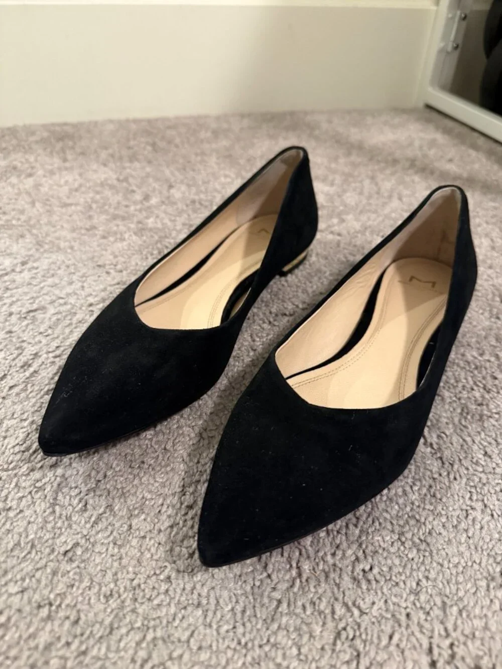 Marc Fisher Black Suede Pointed Toe Flats Women's Dress Shoes